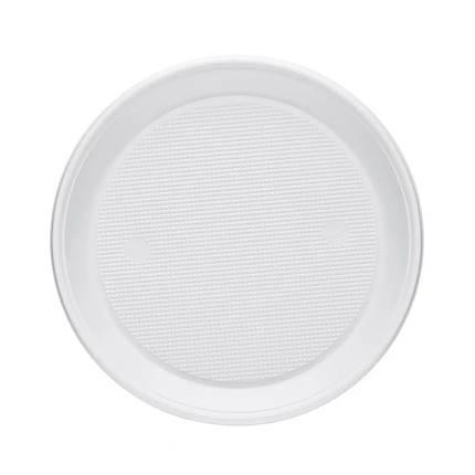 Тарілки одноразові пластикові 17 см 100 шт білі, фото 1