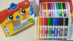 Фломастери MARCO JUMBO на водній основі / 24 кольори / BROAD LINE / 1632-24CB / марко / змиваються водою