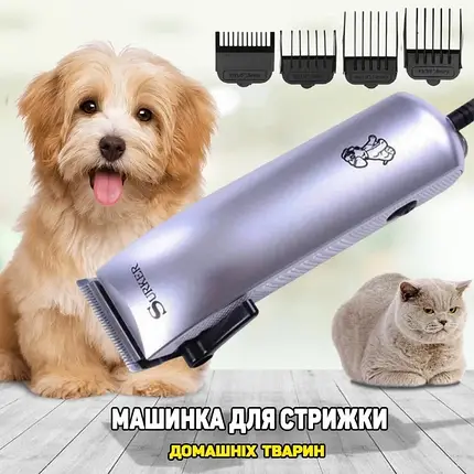 Машинка для Стрижки Собак SURKER SK 107, Професійний Тример з Насадками для Грумінгу, фото 1