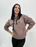 📌 Тепла Толстовка на флісі з капюшоном, жіноча | Худі з кишенею кенгуру спереду тринитка | Норма та Батал, фото 2