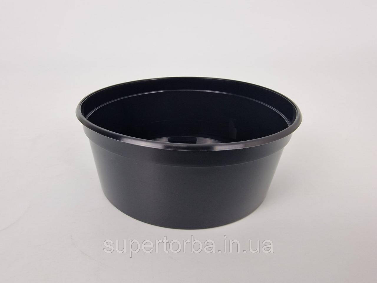 Супниця чорна 350 мл PP (міска) D125 герметичного типу (50 шт.), фото 1