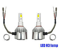 Комплект лэд ламп H3 LED лампы в противотуманки, в доп фары. Встроенный активный кулер. \ 6000K \ 4500 Lm \
