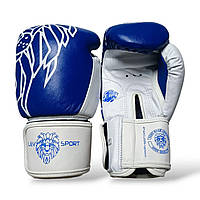 Боксерские перчатки LEV SPORT ТОП 12 oz кожа сине-белые
