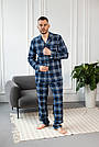 Піжама чоловіча КОТОН сорочка і штани КЛІТИНКА СИНЬО-ГОЛУБА BRAND 201109, фото 2