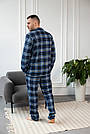 Піжама чоловіча КОТОН сорочка і штани КЛІТИНКА СИНЬО-ГОЛУБА BRAND 201109, фото 3