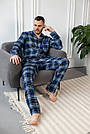 Піжама чоловіча КОТОН сорочка і штани КЛІТИНКА СИНЬО-ГОЛУБА BRAND 201109, фото 5