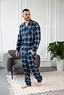 Піжама чоловіча КОТОН сорочка і штани КЛІТИНКА СИНЬО-ГОЛУБА BRAND 201109, фото 4