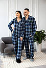 Жіноча піжама сорочка+штани СИНЯ КЛІТИНКА котон BRAND 202004, фото 7