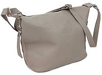 Кожаная женская сумка через плечо Borsacomoda светло-серая Shopingo Шкіряна жіноча сумка через плече