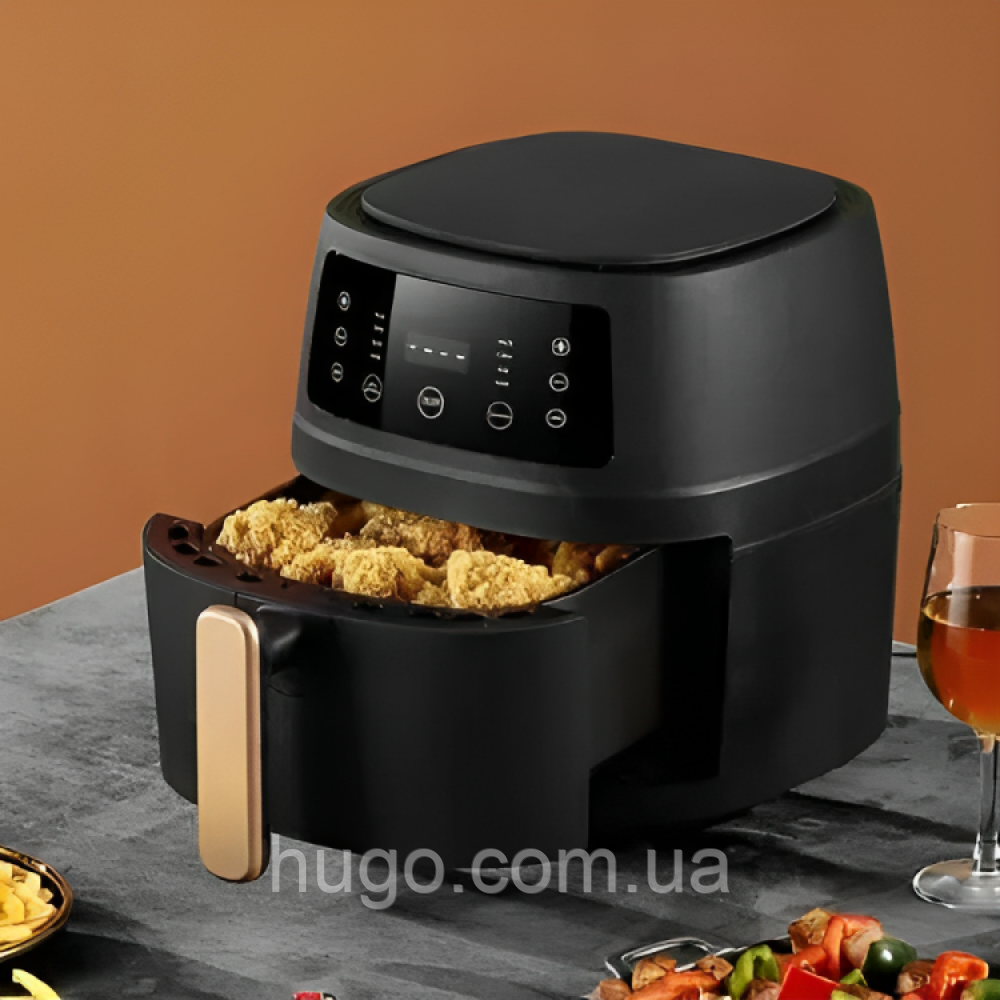 Аерофритюрниця 8л, 2400Вт, Air Fryer S-18, Чорна / Мультипіч / Безмасляна фритюрниця / Аерогриль