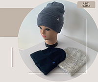 Шапка жіноча в'язана зимова, шапка для дівчат модна, розетка шапка для жінок