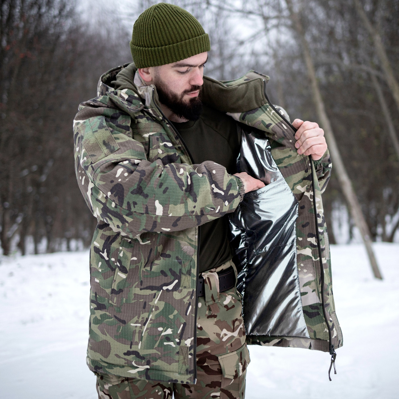 Зимовий бушлат Grifon мультикам (Омні-Хіт + синтепон) з подвійним замком (Omni-Heat) 54