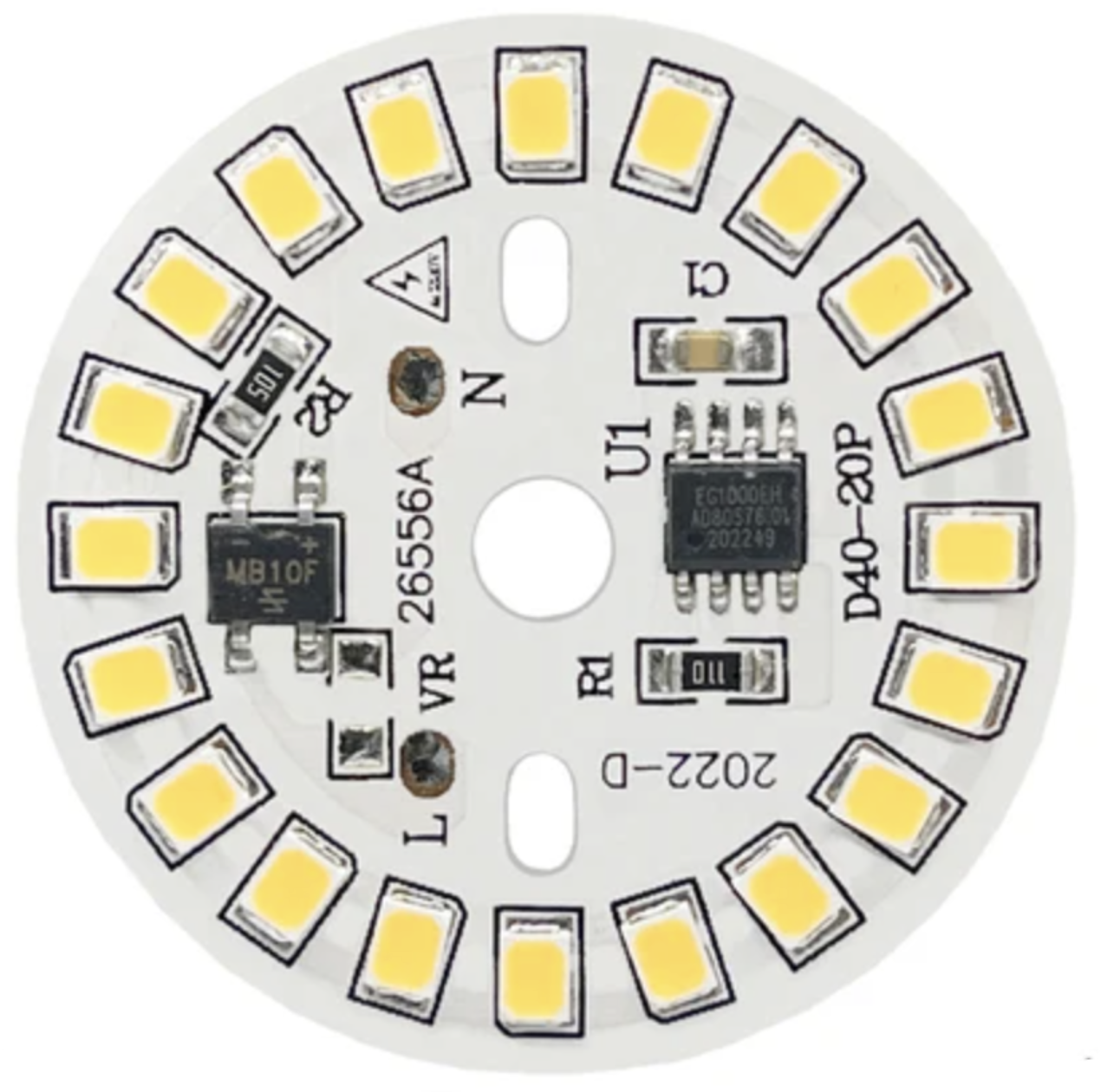 LED-модуль світлодіодний 9Вт, 40мм AC220В плата для ремонту ламп 9Вт, теплий білий