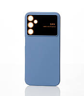 Чехол Silicone case Autofocus with camera glass для Samsung A14 серо-синий