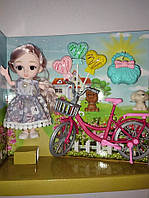 Игровая кукла набор с велосипедом и аксессуарами.
