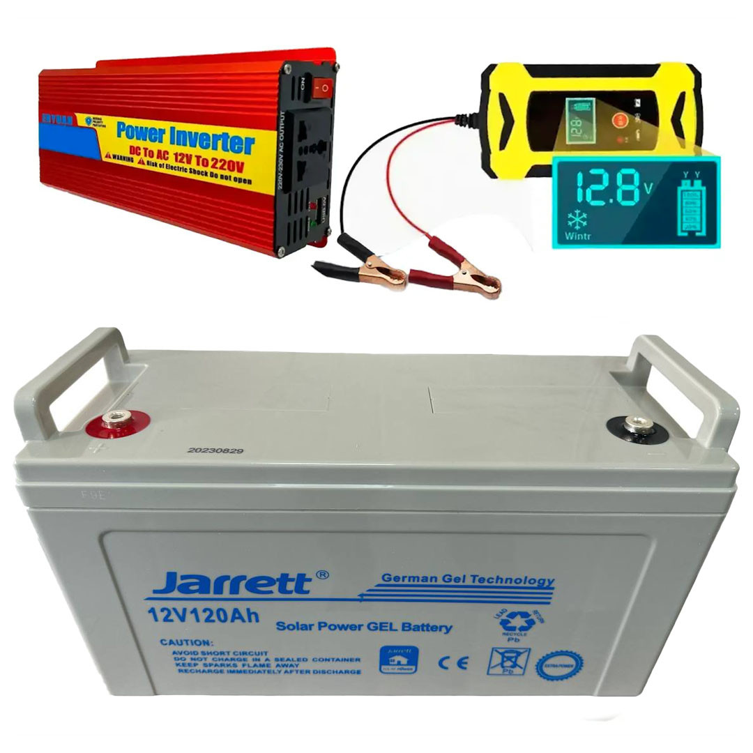 Набір Акумулятор гелевий 12V 120Ah + Перетворювач 2000W + Зарядний пристрій 12V 6А