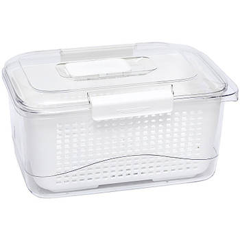 Пластиковий контейнер для зберігання продуктів 30*15*20 см зі знімним кошиком 630-8761 Білий