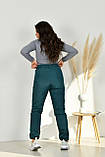 Жіночі спортивні штани з високою посадкою з плащової тканини на синтепоні розміри норма й батал, фото 4