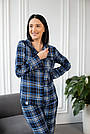 Жіноча піжама сорочка+штани СИНЯ КЛІТИНКА котон BRAND 202004, фото 10