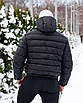 Пуховик чоловічий короткий чорний зимовий пух тепла з капюшоном, фото 2