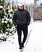 Пуховик чоловічий короткий чорний зимовий пух тепла з капюшоном, фото 5