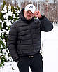 Пуховик чоловічий короткий чорний зимовий пух тепла з капюшоном, фото 6