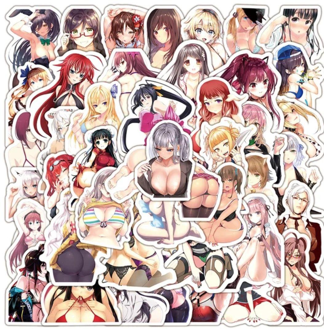 Набір вінілових стікерів наліпок ХЕНТАЙ 04 аніме 50 шт