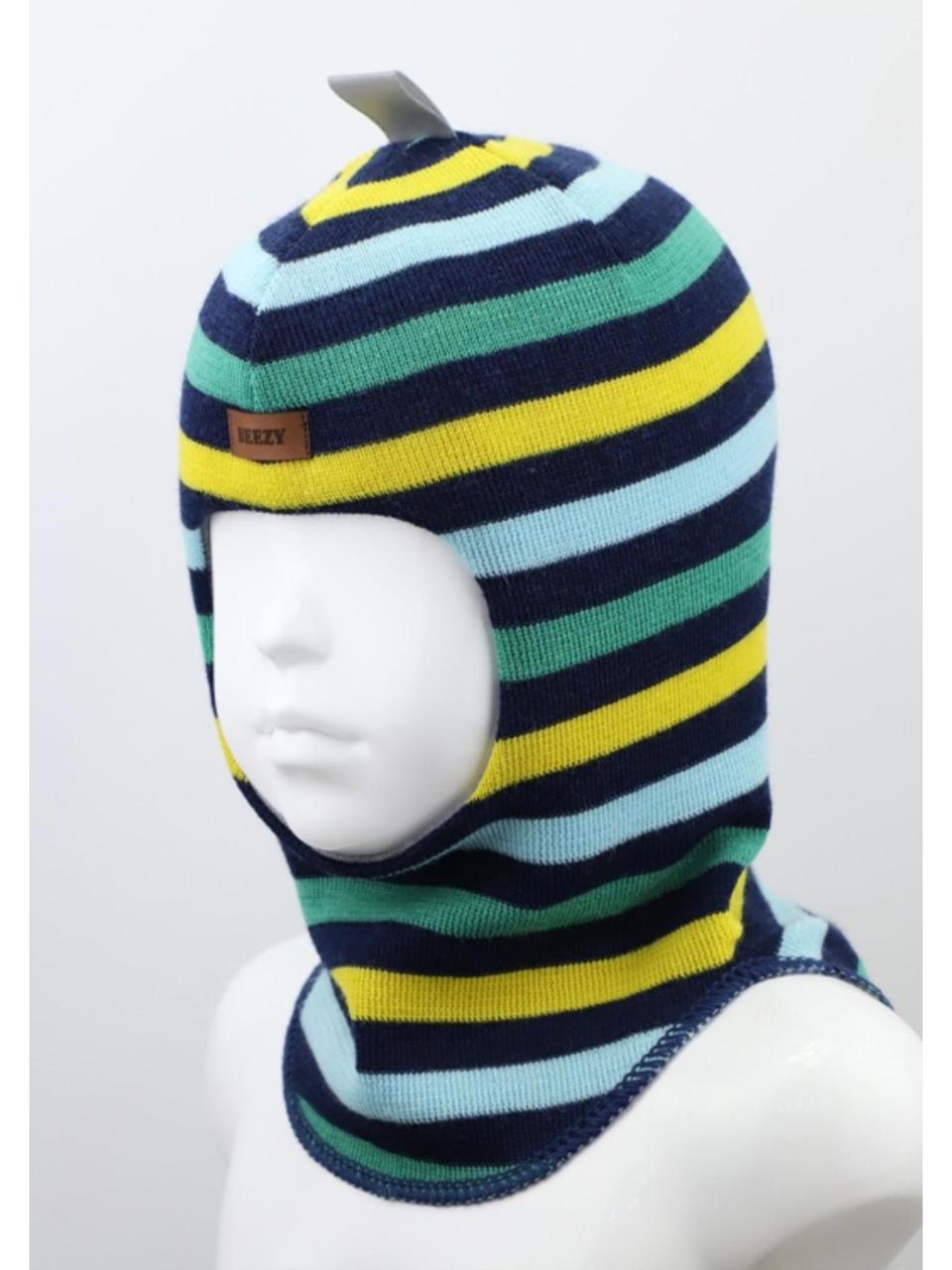 Шапка-шолом для хлопчика зимовий Beezy в смужку 50-53 см (2-5 роки)