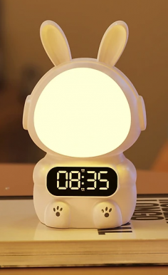 Дитячий годинник з будильником Кролик Rabbit clock with LIGHT WHITE iC227