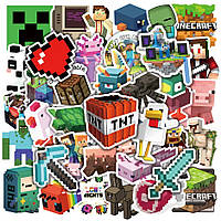 Набір вінілових стікерів дитячих наліпок МАЙНКРАФТ 50 шт