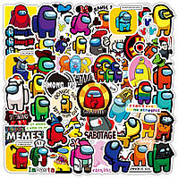 Набір вінілових стікерів дитячих наліпок АМОНГ АС 50 шт