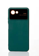 Чехол Silicone case Autofocus with camera glass для Realme C30S темно-зеленый