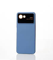 Чехол Silicone case Autofocus with camera glass для Realme C30S серо-синий