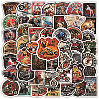 Набір вінілових стікерів наліпок АВТОМОБІЛІ 02 ретро 50 шт