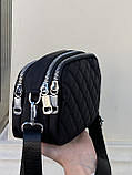 Жіноча класична сумка крос-боді на три відділи чорна, фото 3