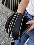 Жіноча класична сумка крос-боді на три відділи чорна, фото 5