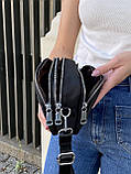 Жіноча класична сумка крос-боді на три відділи чорна, фото 6