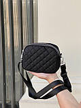 Жіноча класична сумка крос-боді на три відділи чорна, фото 2