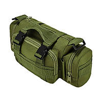 Сумка итог тактическая поясная Tactical военная нагрудная сумка с ремнем на плечо 5 литров кордура хаки Jador