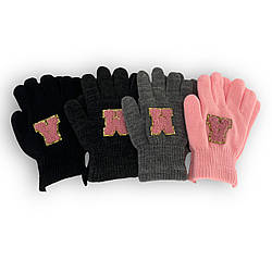 ОПТ Дитячі рукавички подвійні для дівчинки, р. 16 (9-10 років), виробник Польща (6 шт./набір)