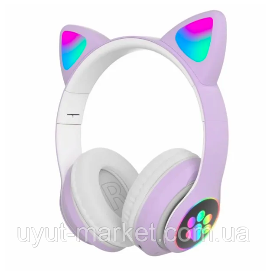 Бездротові Bluetooth навушники з котячими вушками STN-28 FM-модуль та мікрофон