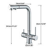 Змішувач для кухні з під'єднанням до фільтра з витяжною лійкою FUTURA 917RTY Хром, фото 6