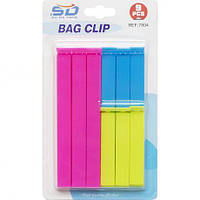 Від 9 шт. Набір затискачів для пакетів  9шт неон  7804 14/8/6*1,5*1,5см купить оптом