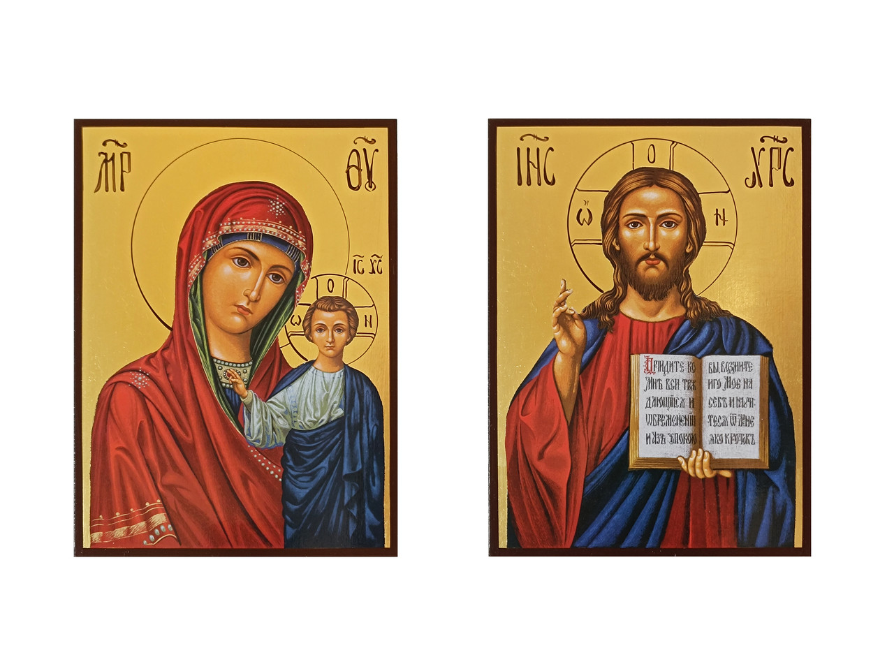 Ікона вінчальна пара Божа Матір та Ісус Христос 14 Х 19 см