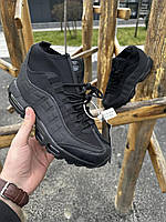 Мужские зимние кроссовки Nike Air Max 95, стильные модные кроссовки зимние Найк, черные зимние термо кроссовки