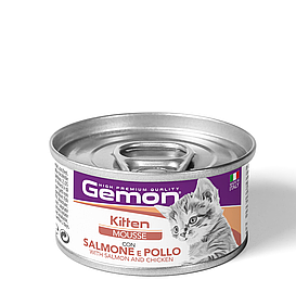 GEMON Cat Kitten мусс з лососем та куркою