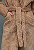 Подовжена популярна шуба "Тедді" з густого м'якого еко-хутра світло-коричневого кольору, розмір від 42 до 48, фото 4