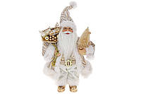 Новорічна фігура Санта з подарунками та ялинкою, 30см, колір - білий