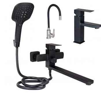 СМІСНИК ДЛЯ ВАННІ ДЛИННИЙ ВИЛИВ, СМІСНИК НА ЗМИВАЛЬНИЙ НИЗК І ЗМЕННИК ДЛЯ КУКНІ LIDZ