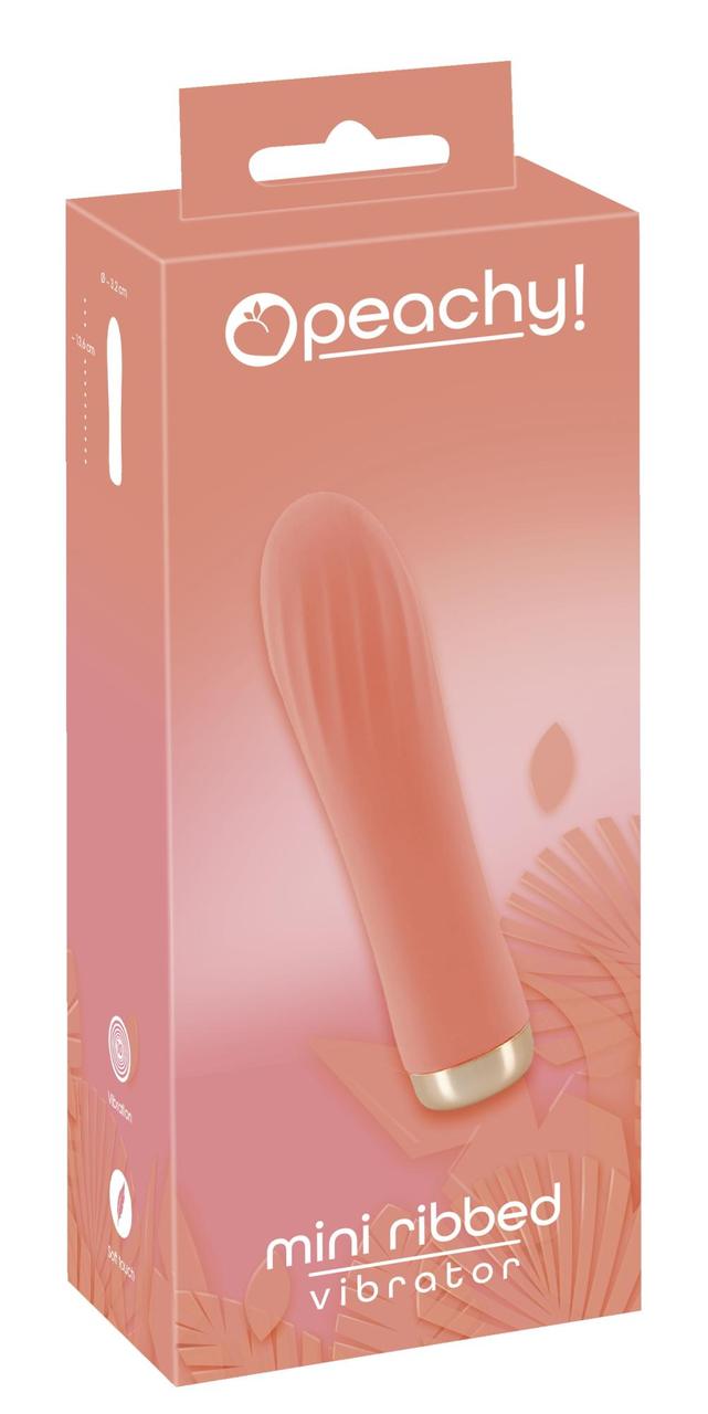 Ребристий міні-вібратор персикового кольору Mini Ribbed Vibrator